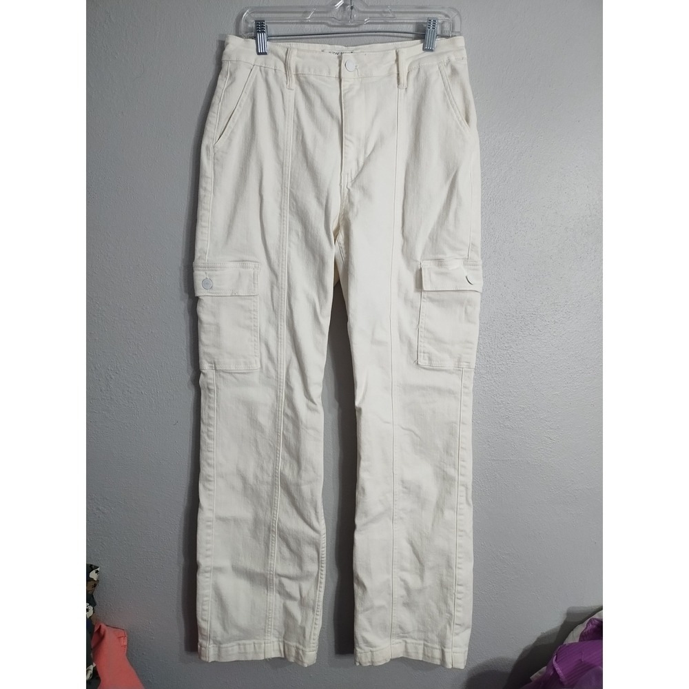 Judy Blue High Rise Cargo Straight Leg Preppy Boho Neutral Stretch Soft Pants 30 - Picture 3 of 10